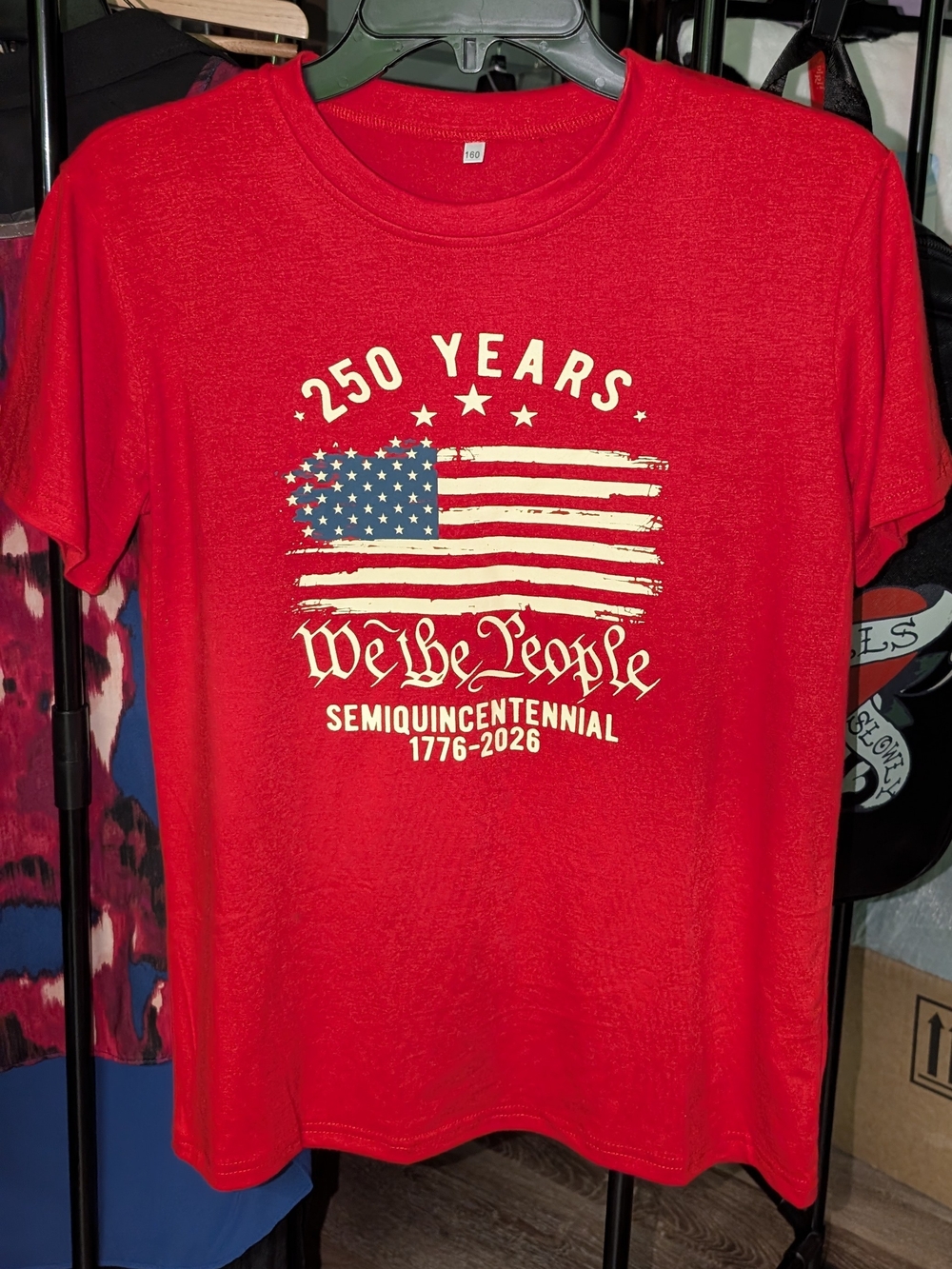 Patriotic America 250th Anniversary T-Shirt Boys L 12/14 Red NWOT Never Worn